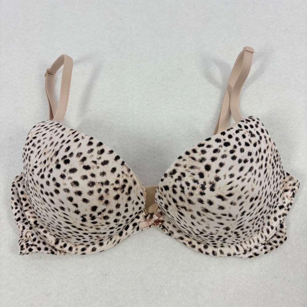 Victorias Secret PushUp Bra Women 32C Tan Cheetah Print Body By Victoria Mobwife